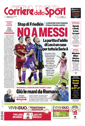 Prima pagina Corriere dello Sport di oggi - Quotidiano sport