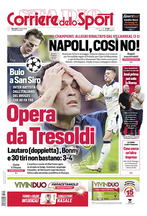 Prima pagina Corriere dello Sport di oggi - Quotidiano sport
