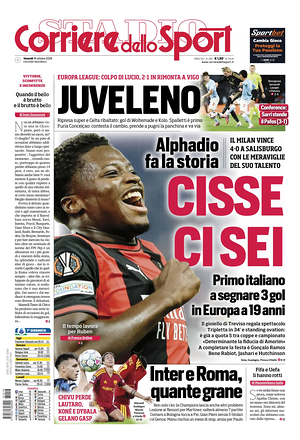 Prima pagina Corriere dello Sport di oggi - Quotidiano sport