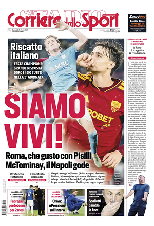 Prima pagina Corriere dello Sport di oggi - Quotidiano sport