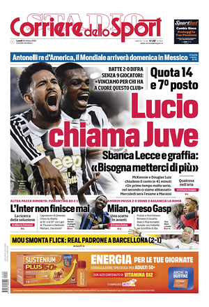 Prima pagina Corriere dello Sport di oggi - Quotidiano sport