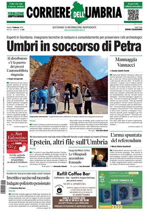 Prima pagina Corriere dell'Umbria di oggi - Quotidiano regionale