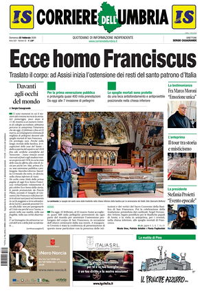 Prima pagina Corriere dell'Umbria di oggi - Quotidiano regionale