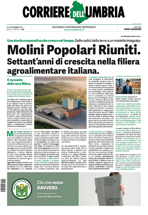 Prima pagina Corriere dell'Umbria di oggi - Quotidiano regionale