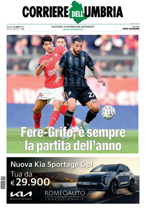 Prima pagina Corriere dell'Umbria di oggi - Quotidiano regionale