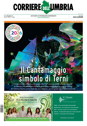 Prima pagina Corriere dell'Umbria di oggi - Quotidiano regionale
