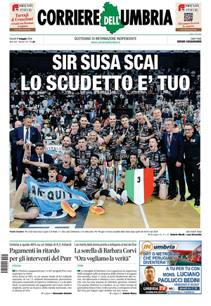 Prima pagina Corriere dell'Umbria di oggi - Quotidiano regionale