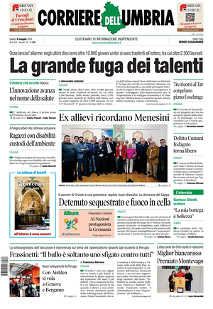 Prima pagina Corriere dell'Umbria di oggi - Quotidiano regionale