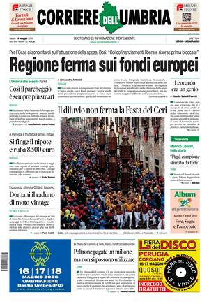 Prima pagina Corriere dell'Umbria di oggi - Quotidiano regionale