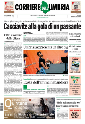 Prima pagina Corriere dell'Umbria di oggi - Quotidiano regionale