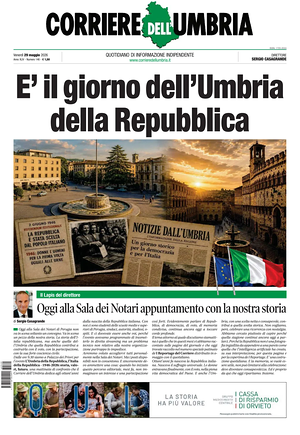 Prima pagina Corriere dell'Umbria di oggi - Quotidiano regionale