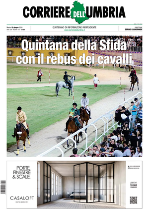 Prima pagina Corriere dell'Umbria di oggi - Quotidiano regionale