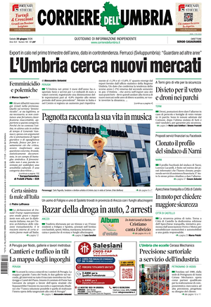 Prima pagina Corriere dell'Umbria di oggi - Quotidiano regionale