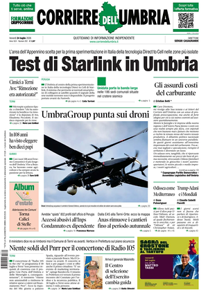 Prima pagina Corriere dell'Umbria di oggi - Quotidiano regionale