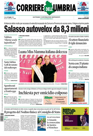 Prima pagina Corriere dell'Umbria di oggi - Quotidiano regionale