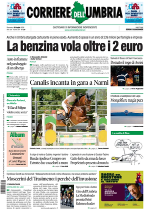 Prima pagina Corriere dell'Umbria di oggi - Quotidiano regionale