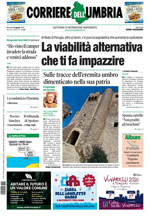 Prima pagina Corriere dell'Umbria di oggi - Quotidiano regionale