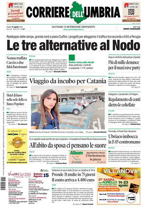 Prima pagina Corriere dell'Umbria di oggi - Quotidiano regionale