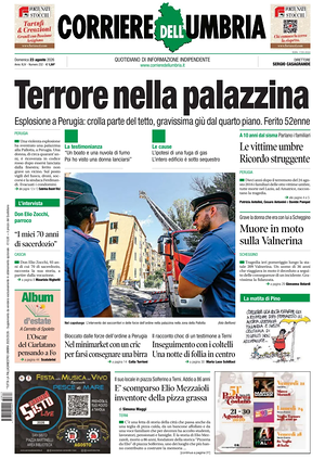 Prima pagina Corriere dell'Umbria di oggi - Quotidiano regionale