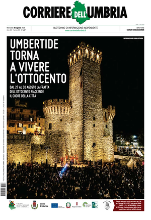 Prima pagina Corriere dell'Umbria di oggi - Quotidiano regionale