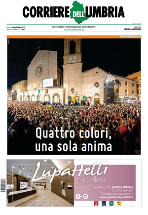 Prima pagina Corriere dell'Umbria di oggi - Quotidiano regionale