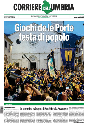 Prima pagina Corriere dell'Umbria di oggi - Quotidiano regionale