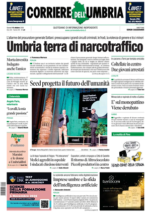 Prima pagina Corriere dell'Umbria di oggi - Quotidiano regionale