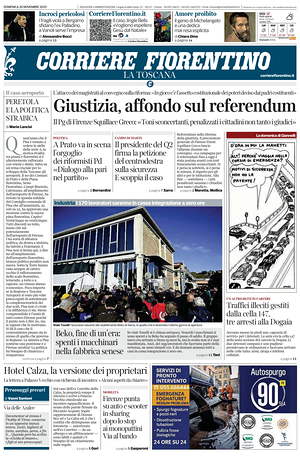 Prima pagina Corriere Fiorentino di oggi - Quotidiano regionale