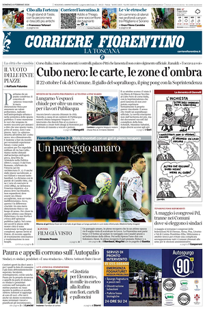 Prima pagina Corriere Fiorentino di oggi - Quotidiano regionale
