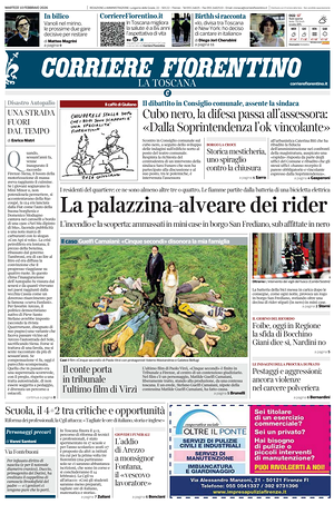 Prima pagina Corriere Fiorentino di oggi - Quotidiano regionale
