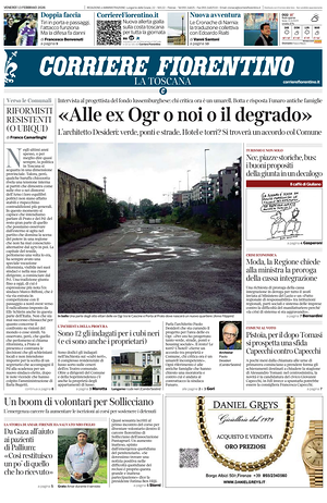 Prima pagina Corriere Fiorentino di oggi - Quotidiano regionale