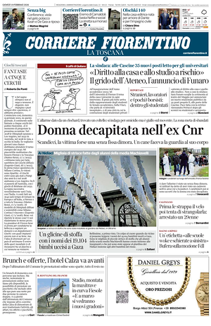 Prima pagina Corriere Fiorentino di oggi - Quotidiano regionale