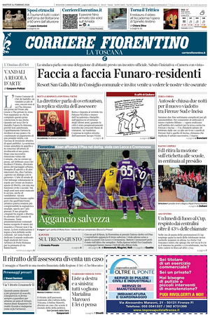 Prima pagina Corriere Fiorentino di oggi - Quotidiano regionale