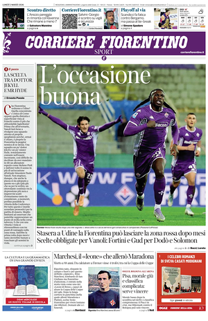 Prima pagina Corriere Fiorentino di oggi - Quotidiano regionale