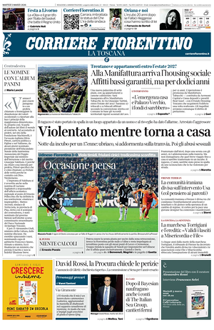 Prima pagina Corriere Fiorentino di oggi - Quotidiano regionale