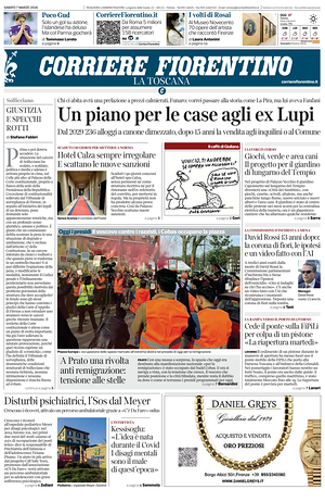 Prima pagina Corriere Fiorentino di oggi - Quotidiano regionale