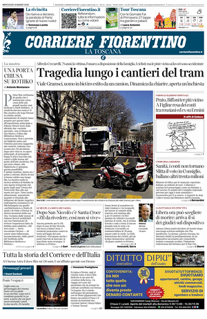 Prima pagina Corriere Fiorentino di oggi - Quotidiano regionale