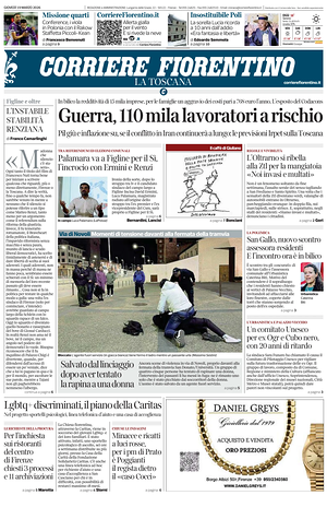 Prima pagina Corriere Fiorentino di oggi - Quotidiano regionale