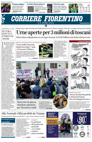 Prima pagina Corriere Fiorentino di oggi - Quotidiano regionale