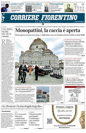 Prima pagina Corriere Fiorentino di oggi - Quotidiano regionale