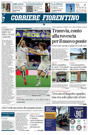 Prima pagina Corriere Fiorentino di oggi - Quotidiano regionale
