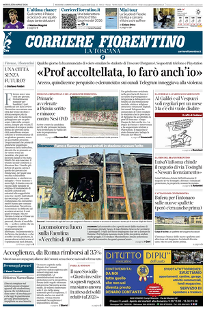 Prima pagina Corriere Fiorentino di oggi - Quotidiano regionale