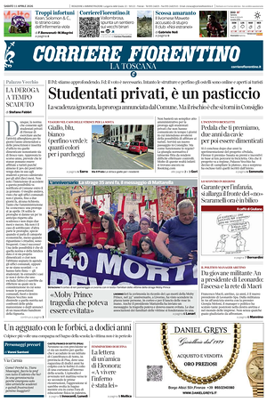 Prima pagina Corriere Fiorentino di oggi - Quotidiano regionale