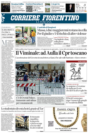 Prima pagina Corriere Fiorentino di oggi - Quotidiano regionale
