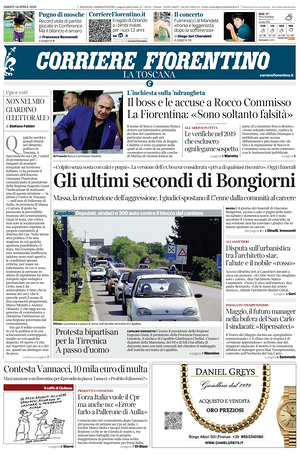 Prima pagina Corriere Fiorentino di oggi - Quotidiano regionale