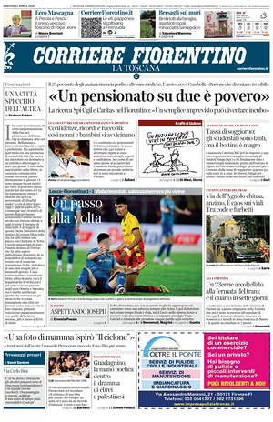 Prima pagina Corriere Fiorentino di oggi - Quotidiano regionale