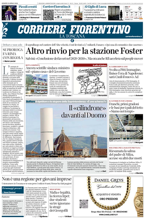 Prima pagina Corriere Fiorentino di oggi - Quotidiano regionale
