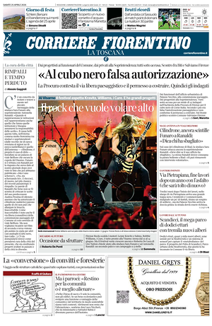Prima pagina Corriere Fiorentino di oggi - Quotidiano regionale
