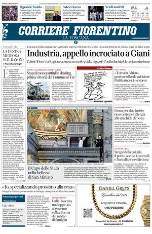 Prima pagina Corriere Fiorentino di oggi - Quotidiano regionale