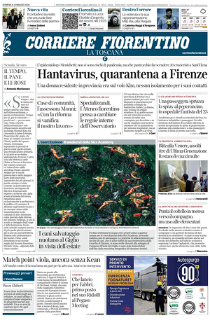 Prima pagina Corriere Fiorentino di oggi - Quotidiano regionale